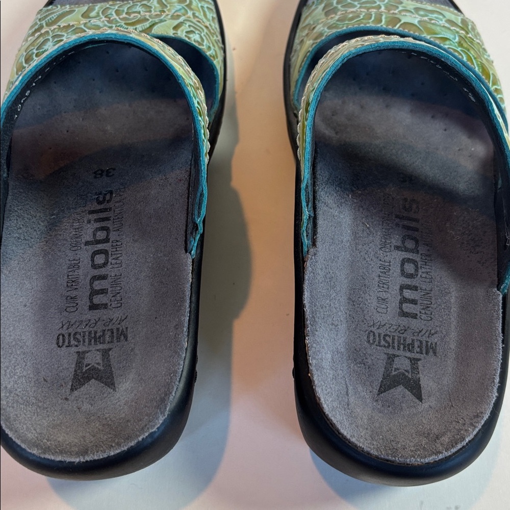 Mephisto Air Relax Green Leather Sandals. Size 8 (EU 38) - Picture 5 of 7